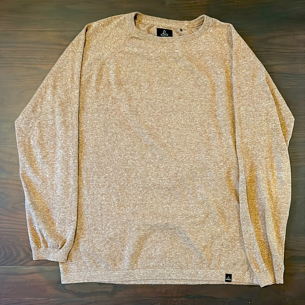 Prana Men's Brown Crewneck Sweater Soft Knit Casual